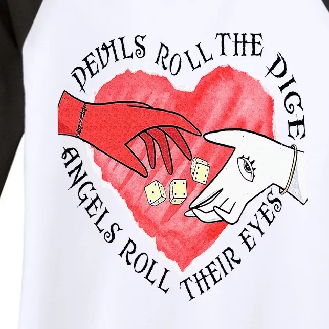 Devils Dice Angels Eyes Valentines Day Women's Tri-Blend 3/4-Sleeve Raglan Shirt