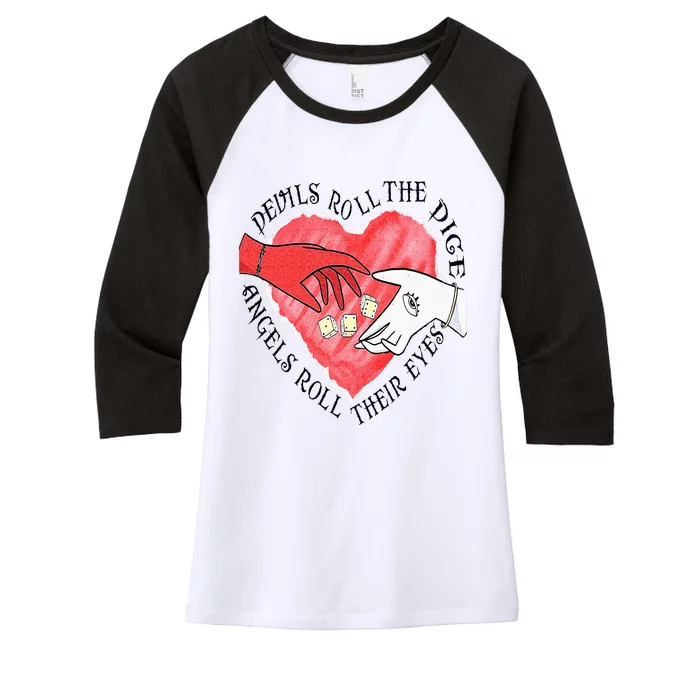 Devils Dice Angels Eyes Valentines Day Women's Tri-Blend 3/4-Sleeve Raglan Shirt