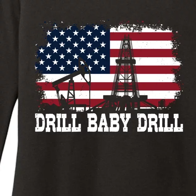 Drill Drill American Flag Oilrig Trump Drill Drill Gift Womens CVC Long Sleeve Shirt