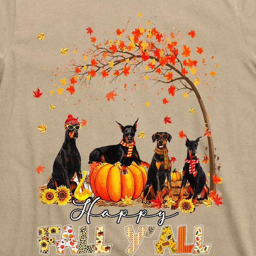 Doberman Dog Autumn Fall Pumpkin Truck Mappe Thanksgiving T-Shirt