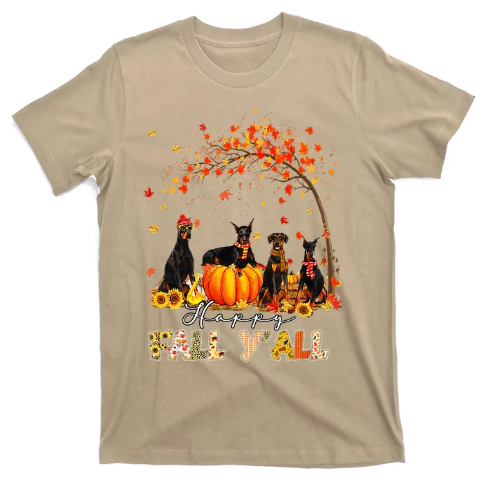 Doberman Dog Autumn Fall Pumpkin Truck Mappe Thanksgiving T-Shirt