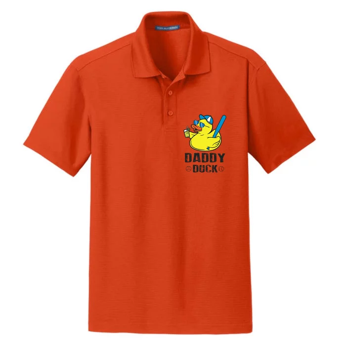 Daddy Duck Baseball Dad Rubber Duck Gift Dry Zone Grid Performance Polo