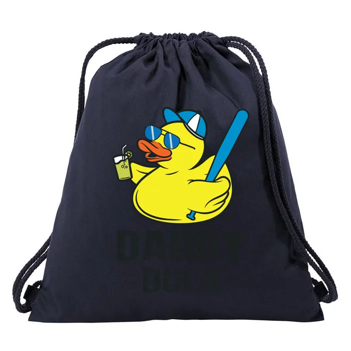 Daddy Duck Baseball Dad Rubber Duck Gift Drawstring Bag