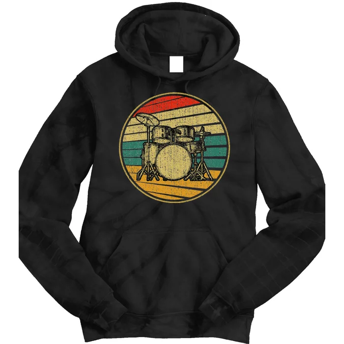 Drums Drummer Band Drumset Retro Vintage Drum Set 70s 80s Tie Dye Hoodie