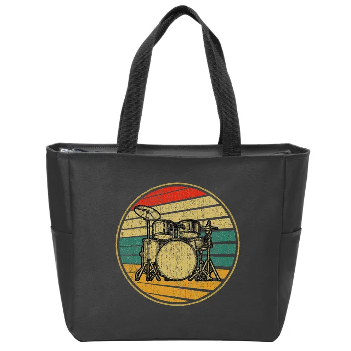 Drums Drummer Band Drumset Retro Vintage Drum Set 70s 80s Zip Tote Bag