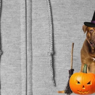 Dogue De Bordeaux Witch Hat Halloween Dog Full Zip Hoodie