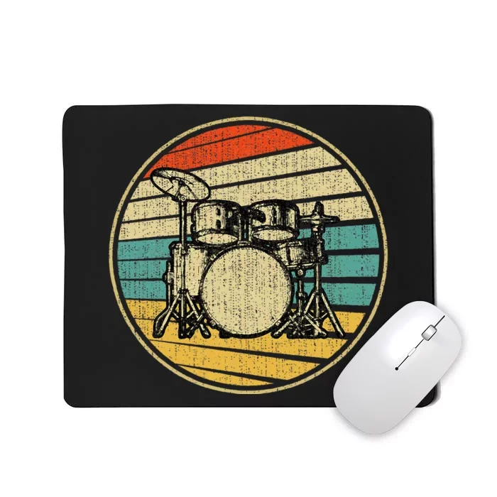 Drums Drummer Band Drumset Retro Drum Set 70s 80s Mousepad