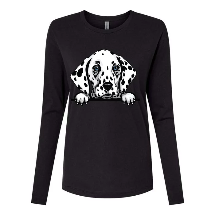 Dalmatian Dog Breed Popping Up Fun Dalmatian Owner Womens Cotton Relaxed Long Sleeve T-Shirt