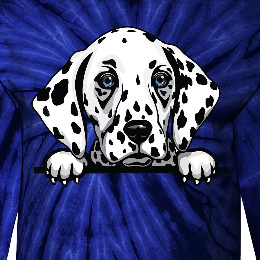 Dalmatian Dog Breed Popping Up Fun Dalmatian Owner Tie-Dye Long Sleeve Shirt