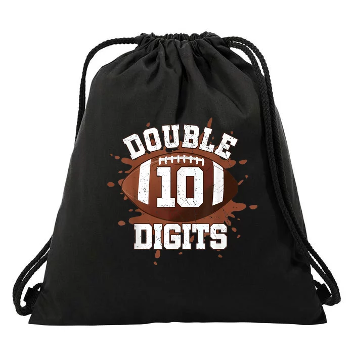 Double Digits Birthday Decorations Boy 10 Football 10th Bday Drawstring Bag