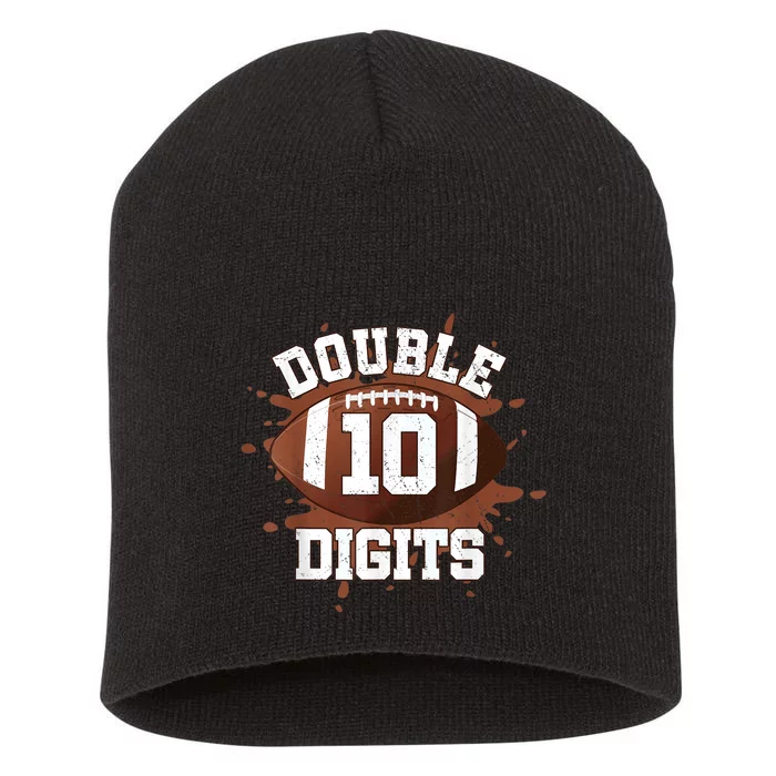 Double Digits Birthday Decorations Boy 10 Football 10th Bday Short Acrylic Beanie