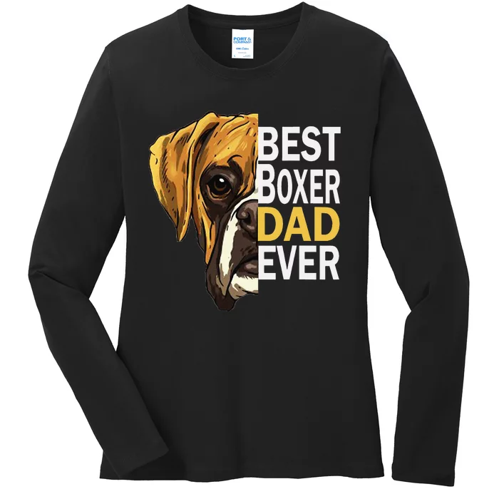 Dog dad, best dog dad ever, dog dad boxer dad Ladies Long Sleeve Shirt