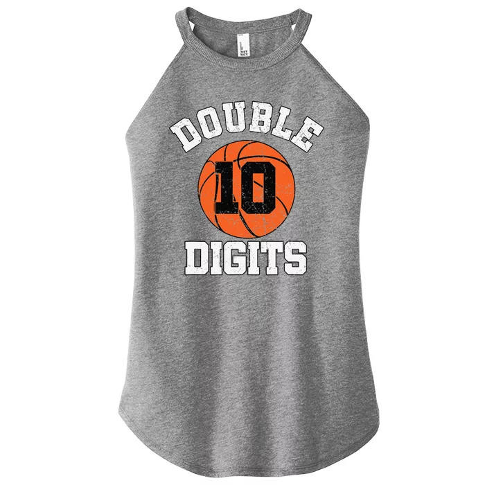 Double Digits Birthday Decorations Boy 10th Basketball Bday Women’s Perfect Tri Rocker Tank