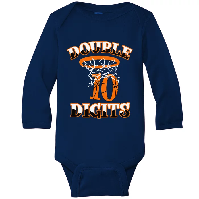 Double Digits Birthday Decorations Boy 10 Basketball 10th Baby Long Sleeve Bodysuit