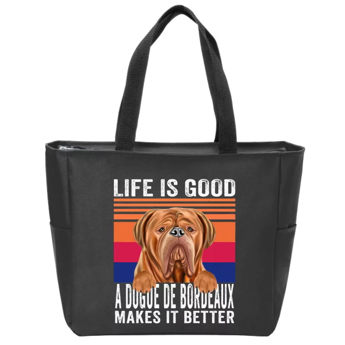 Dogues De Bordeaux Makes Your Life Good Vintage Zip Tote Bag