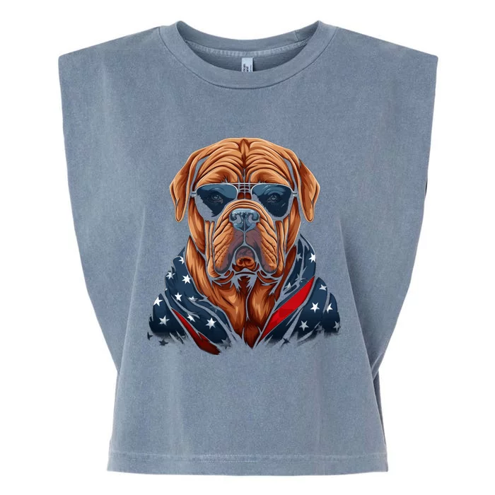 Dogue De Bordeaux American Flag USA Tee 4th July Gifts Garment-Dyed Women's Muscle Tee