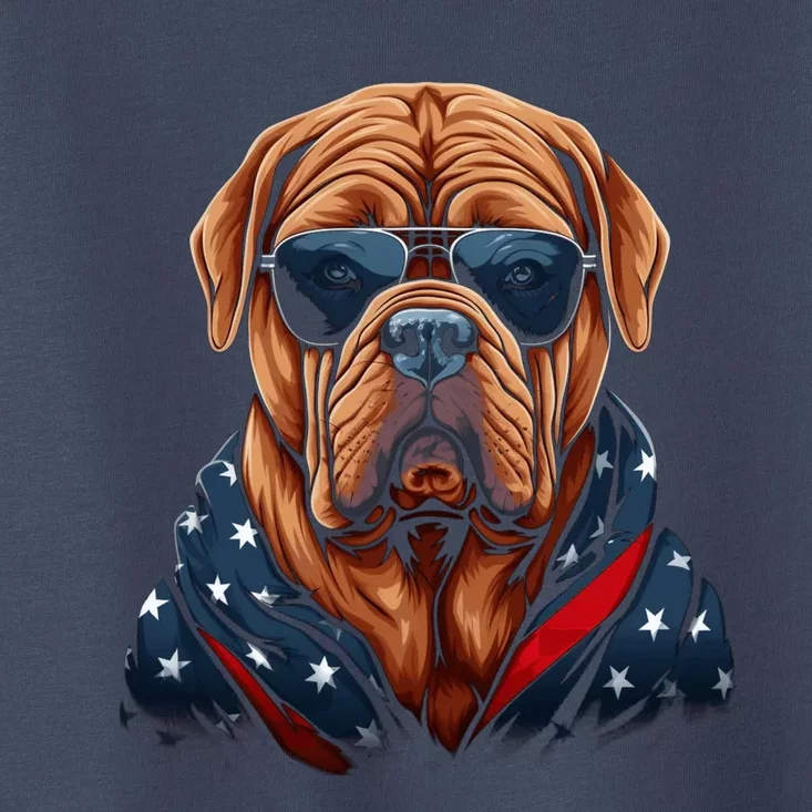 Dogue De Bordeaux American Flag USA Tee 4th July Gifts Toddler T-Shirt