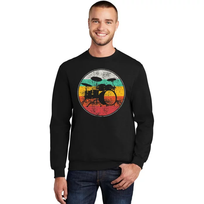 Drums Drummer Band Drumset Retro Vintage Tall Sweatshirt