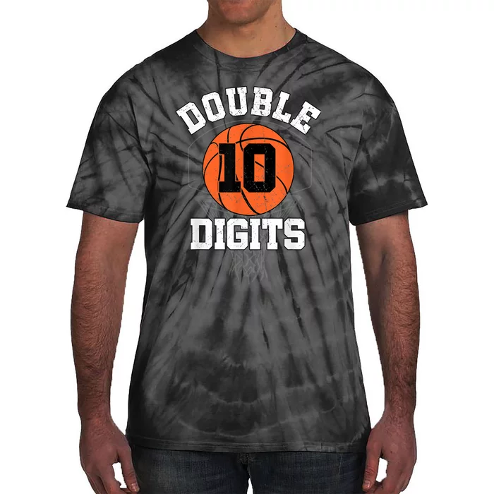 Double Digits Birthday Decorations Boy 10th Basketball Bday Tie-Dye T-Shirt