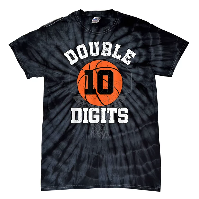 Double Digits Birthday Decorations Boy 10th Basketball Bday Tie-Dye T-Shirt