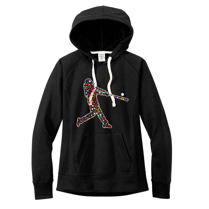 Dot Day Baseball Player Swing Women's Fleece Hoodie