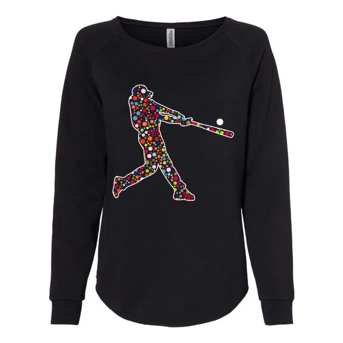 Dot Day Baseball Player Swing Womens California Wash Sweatshirt