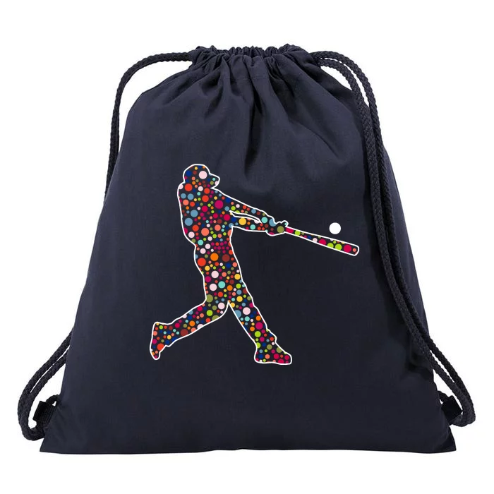 Dot Day Baseball Player Swing Drawstring Bag