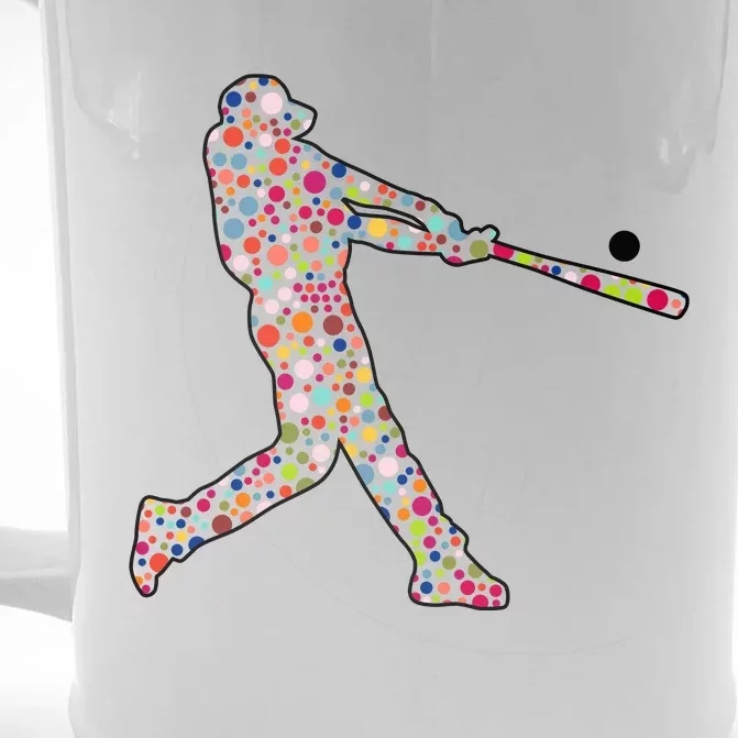 Dot Day Baseball Player Swing Front & Back Beer Stein