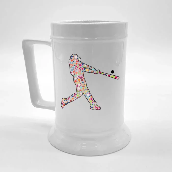 Dot Day Baseball Player Swing Front & Back Beer Stein