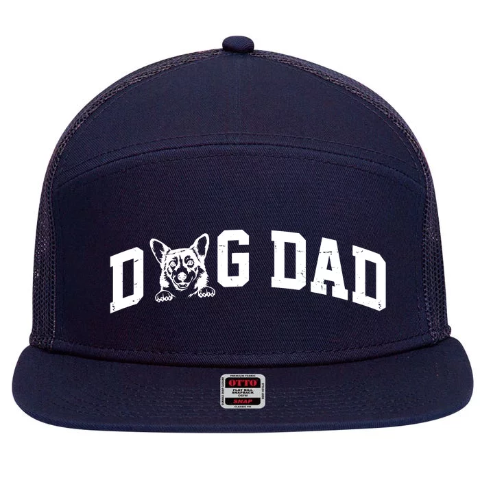 Dog Dad Corgi Lover 7 Panel Mesh Trucker Snapback Hat