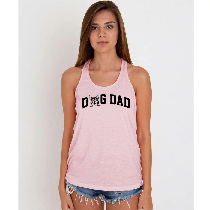 Dog Dad Corgi Lover Women's Knotted Racerback Tank