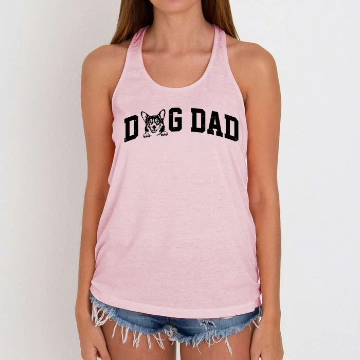 Dog Dad Corgi Lover Women's Knotted Racerback Tank