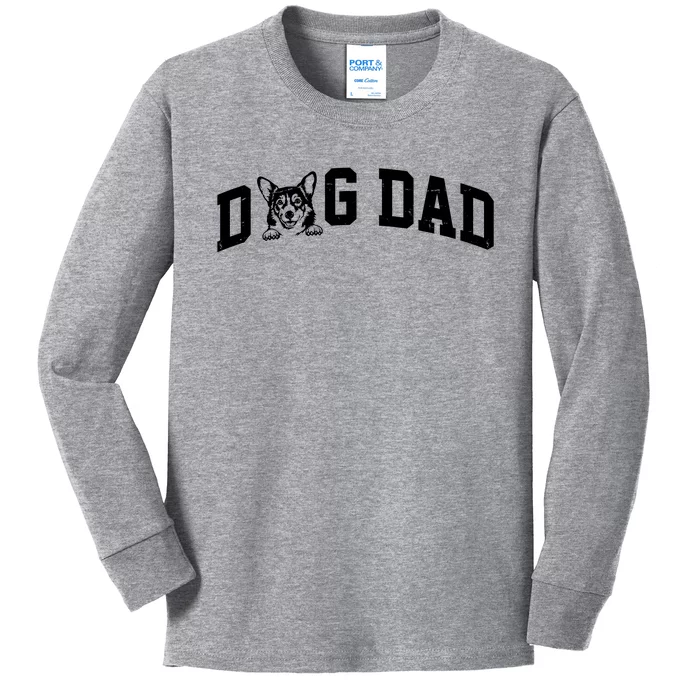 Dog Dad Corgi Lover Kids Long Sleeve Shirt