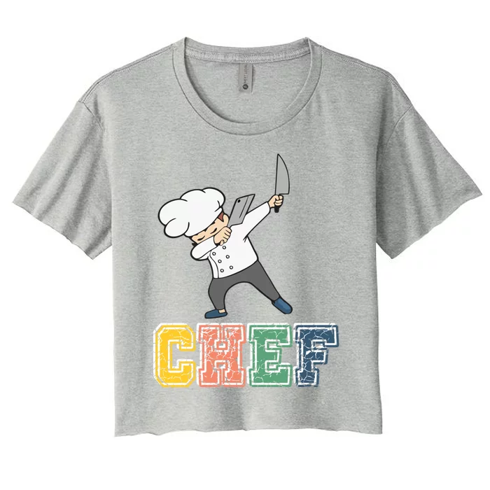 Dab Dabbing Chef Cooking Guru Funny Cook Retro Culinary Gift Women's Crop Top Tee