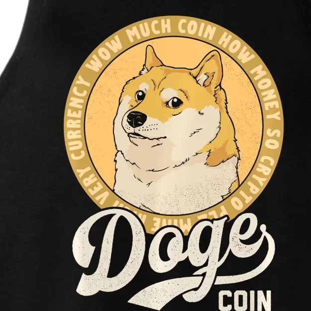 Dogecoin Doge Coin Logo Shiba Inu Dog Crypto Currency Meme Ladies Tri-Blend Wicking Tank