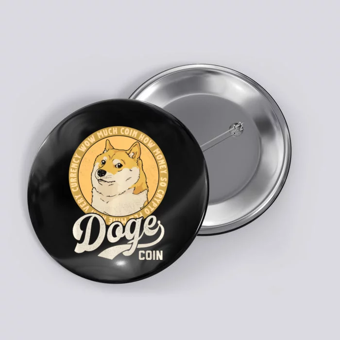 Dogecoin Doge Coin Logo Shiba Inu Dog Crypto Currency Meme Button