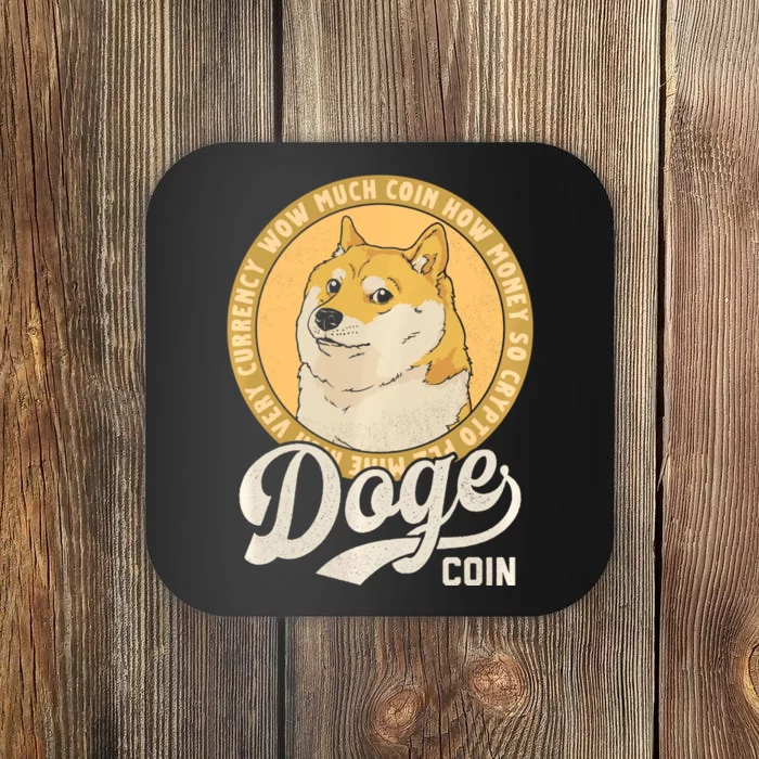 Dogecoin Doge Coin Logo Shiba Inu Dog Crypto Currency Meme Coaster