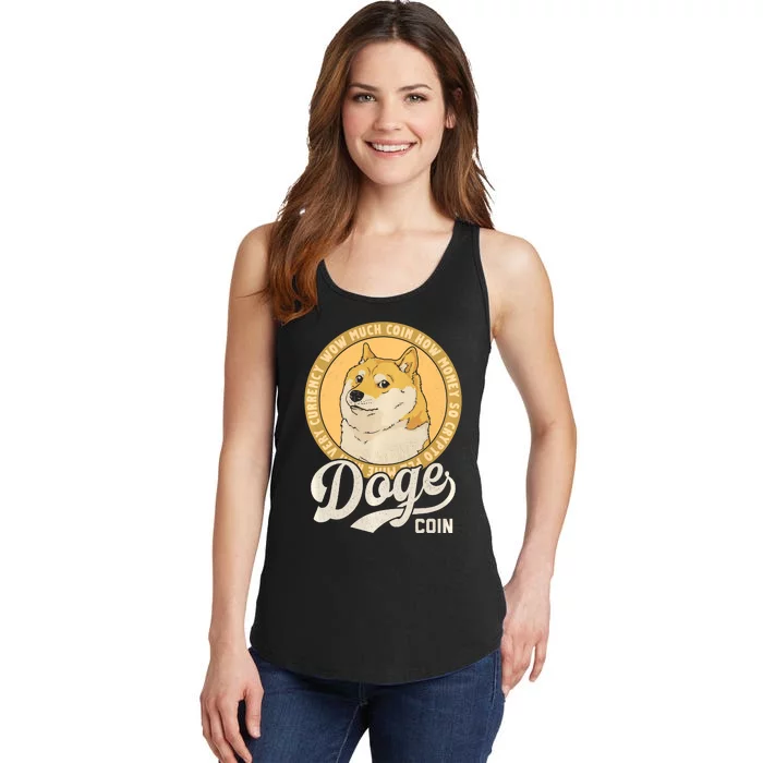 Dogecoin Doge Coin Logo Shiba Inu Dog Crypto Currency Meme Ladies Essential Tank