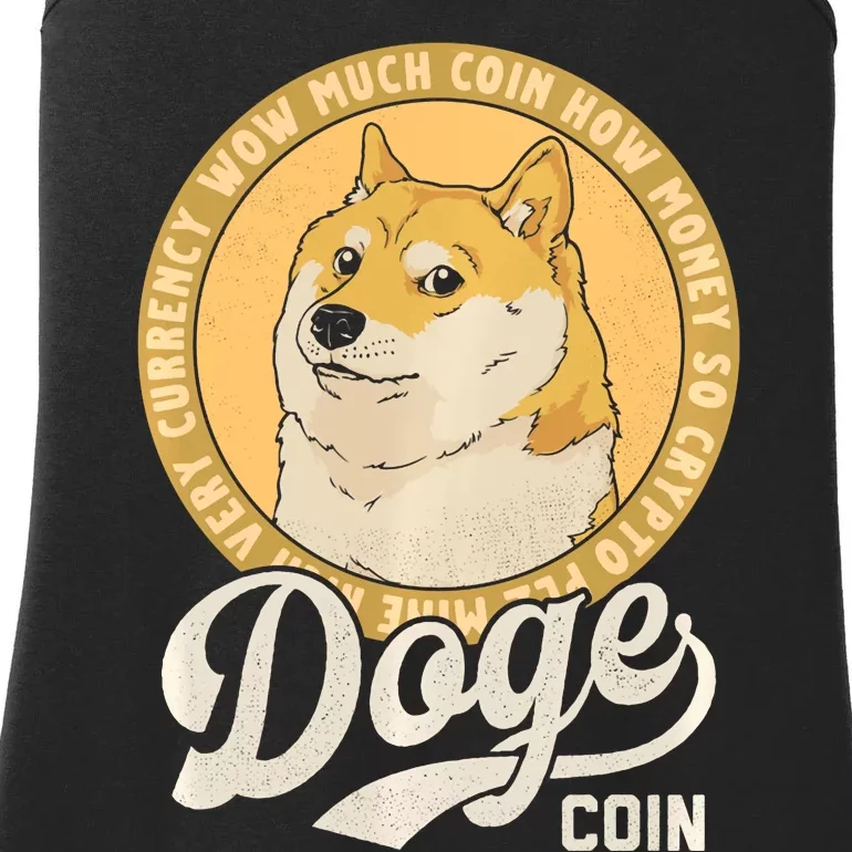 Dogecoin Doge Coin Logo Shiba Inu Dog Crypto Currency Meme Ladies Essential Tank