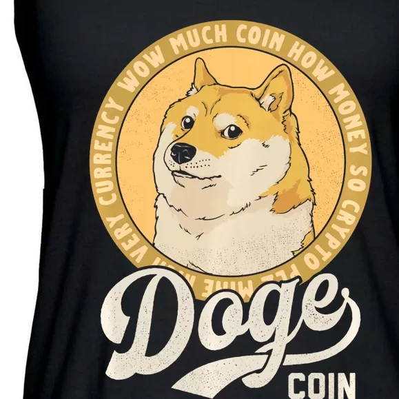 Dogecoin Doge Coin Logo Shiba Inu Dog Crypto Currency Meme Ladies Essential Flowy Tank