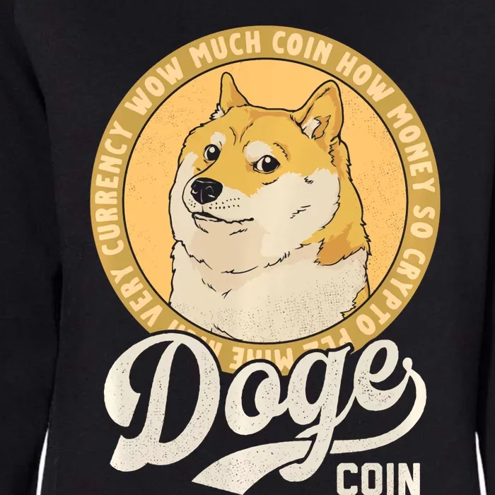 Dogecoin Doge Coin Logo Shiba Inu Dog Crypto Currency Meme Womens California Wash Sweatshirt