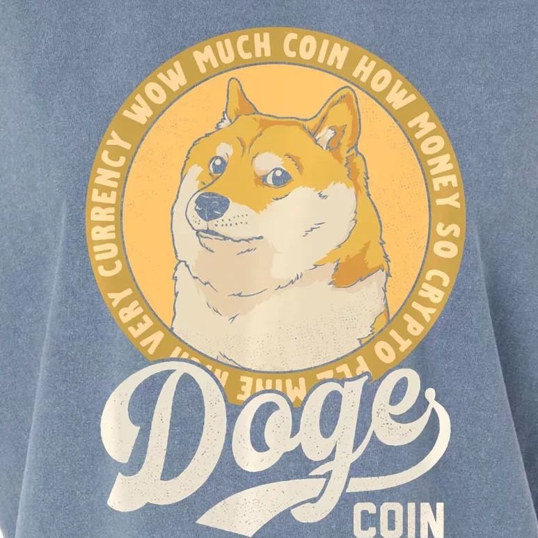 Dogecoin Doge Coin Logo Shiba Inu Dog Crypto Currency Meme Garment-Dyed Women's Muscle Tee