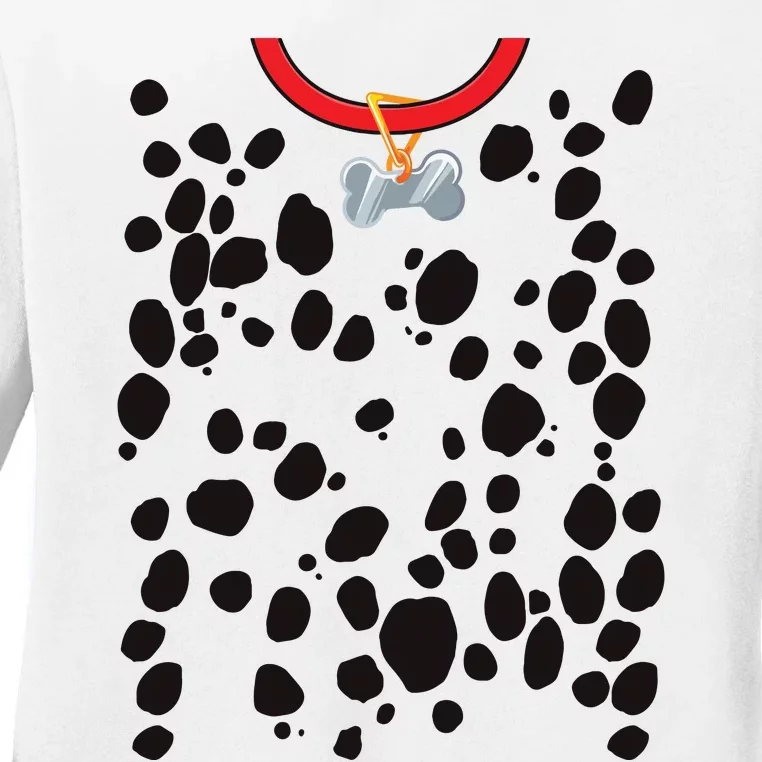 Dog Dalmatian Costume Dalmations Spots Puppy Print Halloween Ladies Long Sleeve Shirt