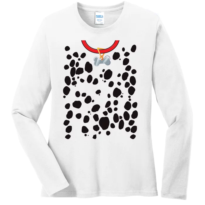 Dog Dalmatian Costume Dalmations Spots Puppy Print Halloween Ladies Long Sleeve Shirt