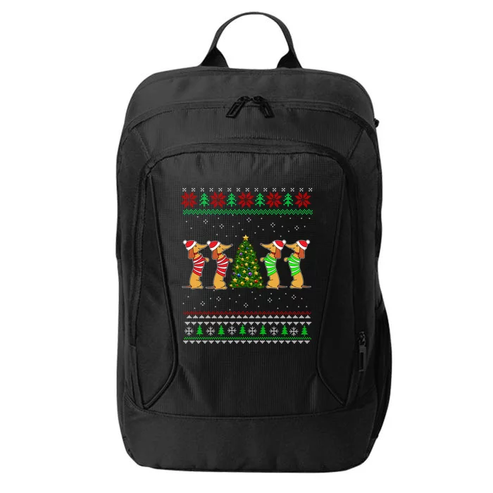 Dachshund Dog Christmas Ugly Sweater Dachshund Xmas Gift City Backpack