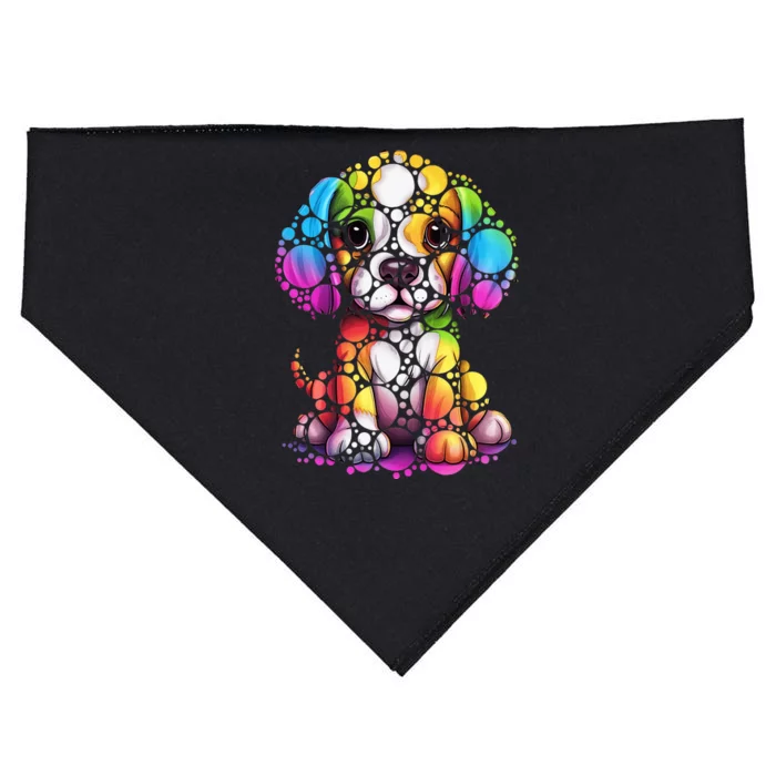 Dot Day Colorful Dog International Dots Day Teacher Min USA-Made Doggie Bandana