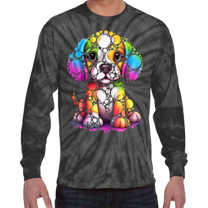 Dot Day Colorful Dog International Dots Day Teacher Min Tie-Dye Long Sleeve Shirt