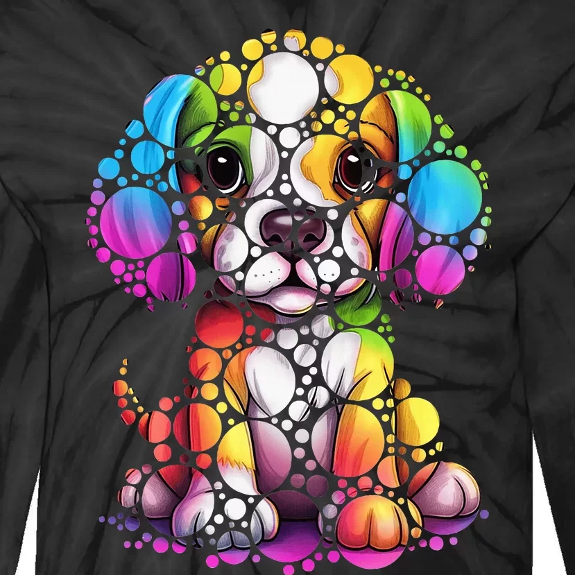 Dot Day Colorful Dog International Dots Day Teacher Min Tie-Dye Long Sleeve Shirt