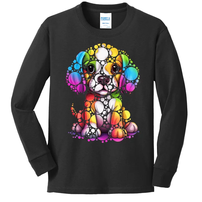 Dot Day Colorful Dog International Dots Day Teacher Min Kids Long Sleeve Shirt