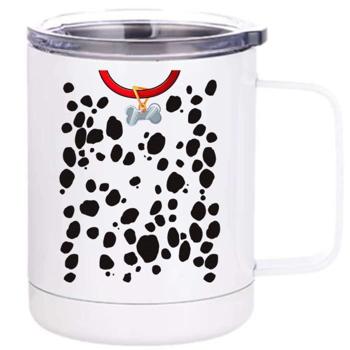 Dog Dalmatian Costume Dalmations Spots Puppy Print Halloween Front & Back 12oz Stainless Steel Tumbler Cup